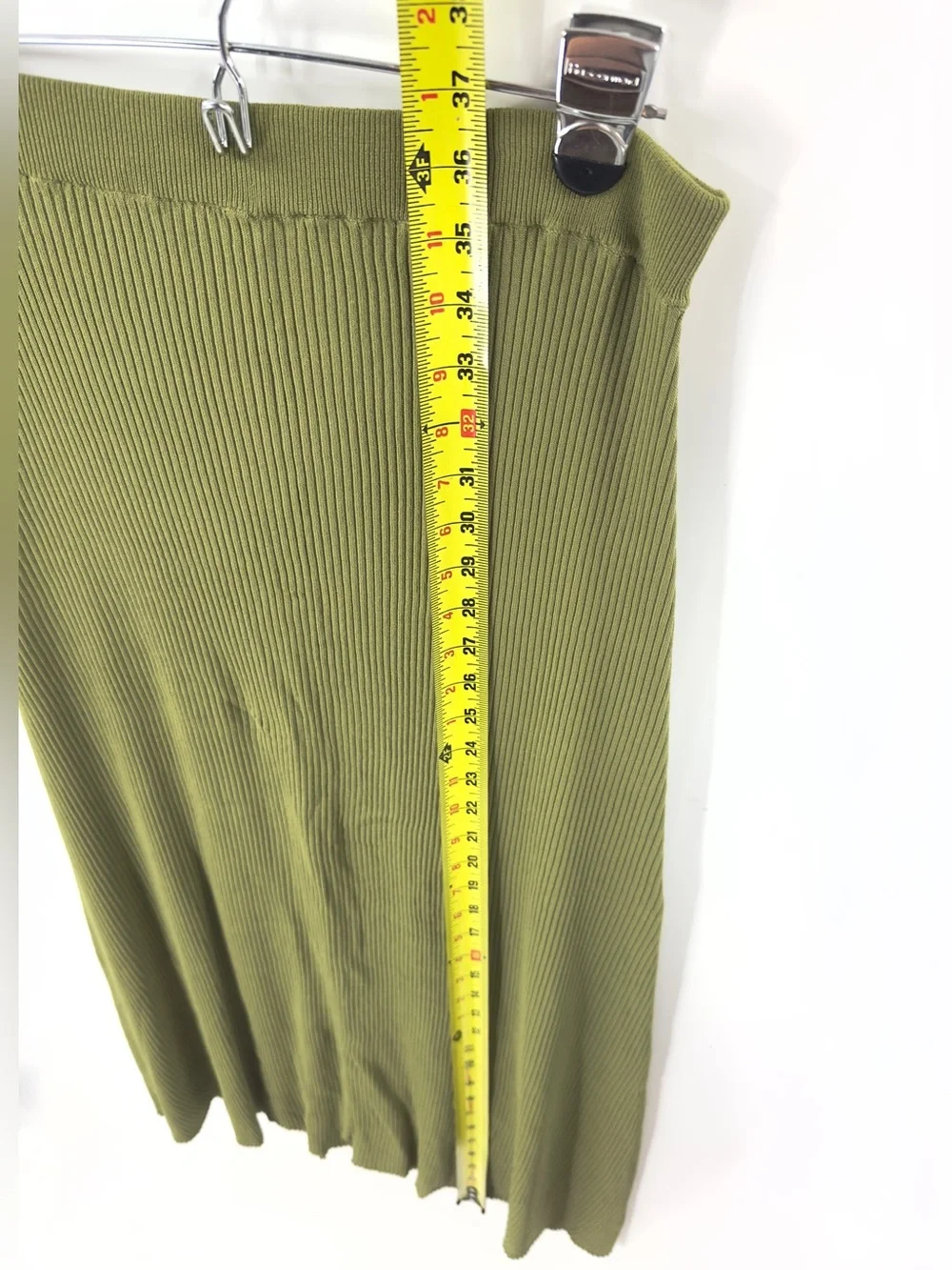 Mint Velvet Green Ribbed Tank Midi Skirt Matching Set Knit Size L Large